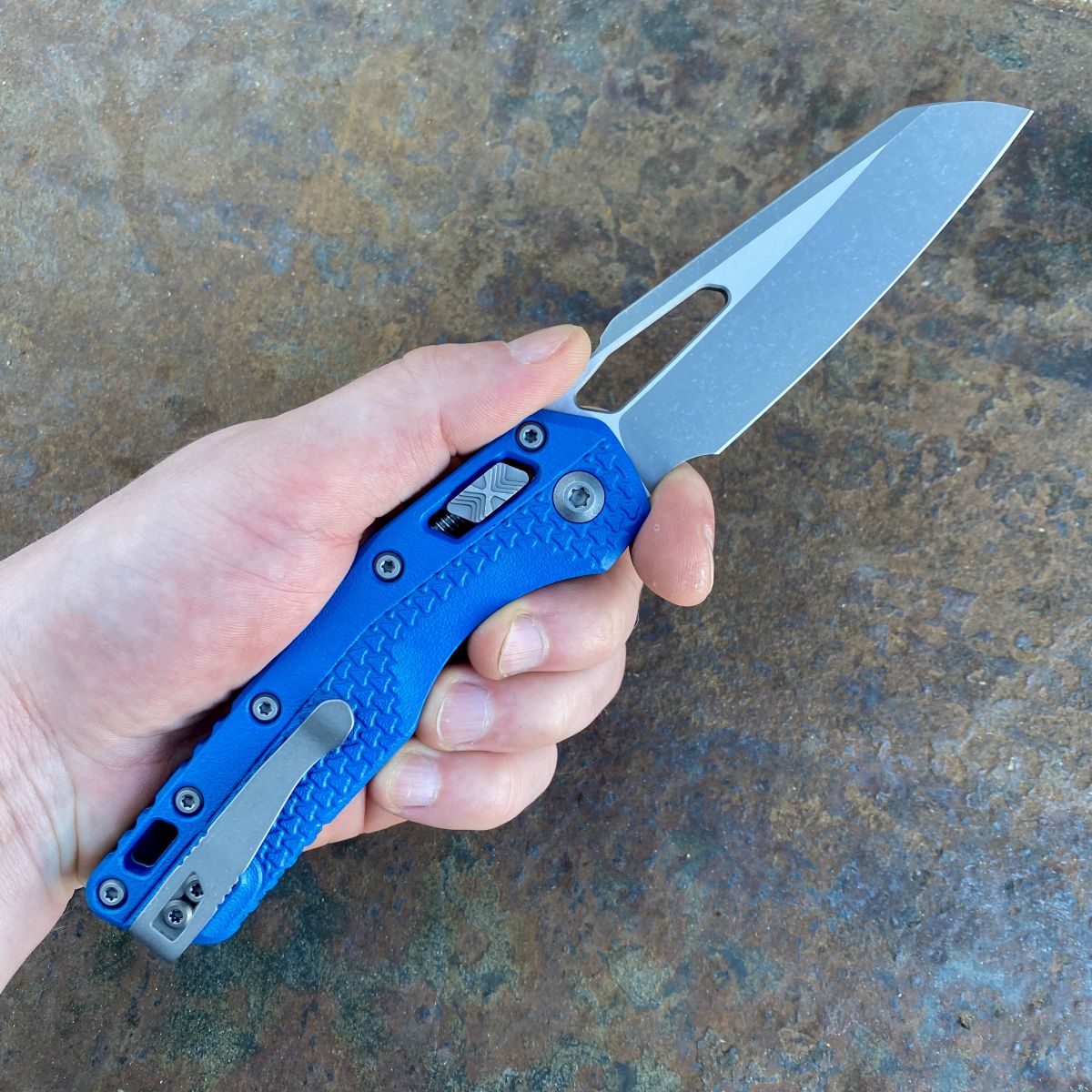 Microtech MSI Ram-Lok Cerakote Blue Tri-Grip Polymer Apocalyptic